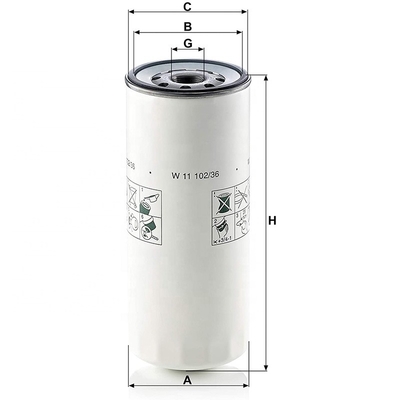 108*262mm W11102/36 Traktorteile Spin-Oil Ölfilter P554004 für OE NO. W11102/36